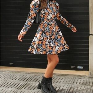 SHEIN Multicolor Floral Long Sleeve Dress